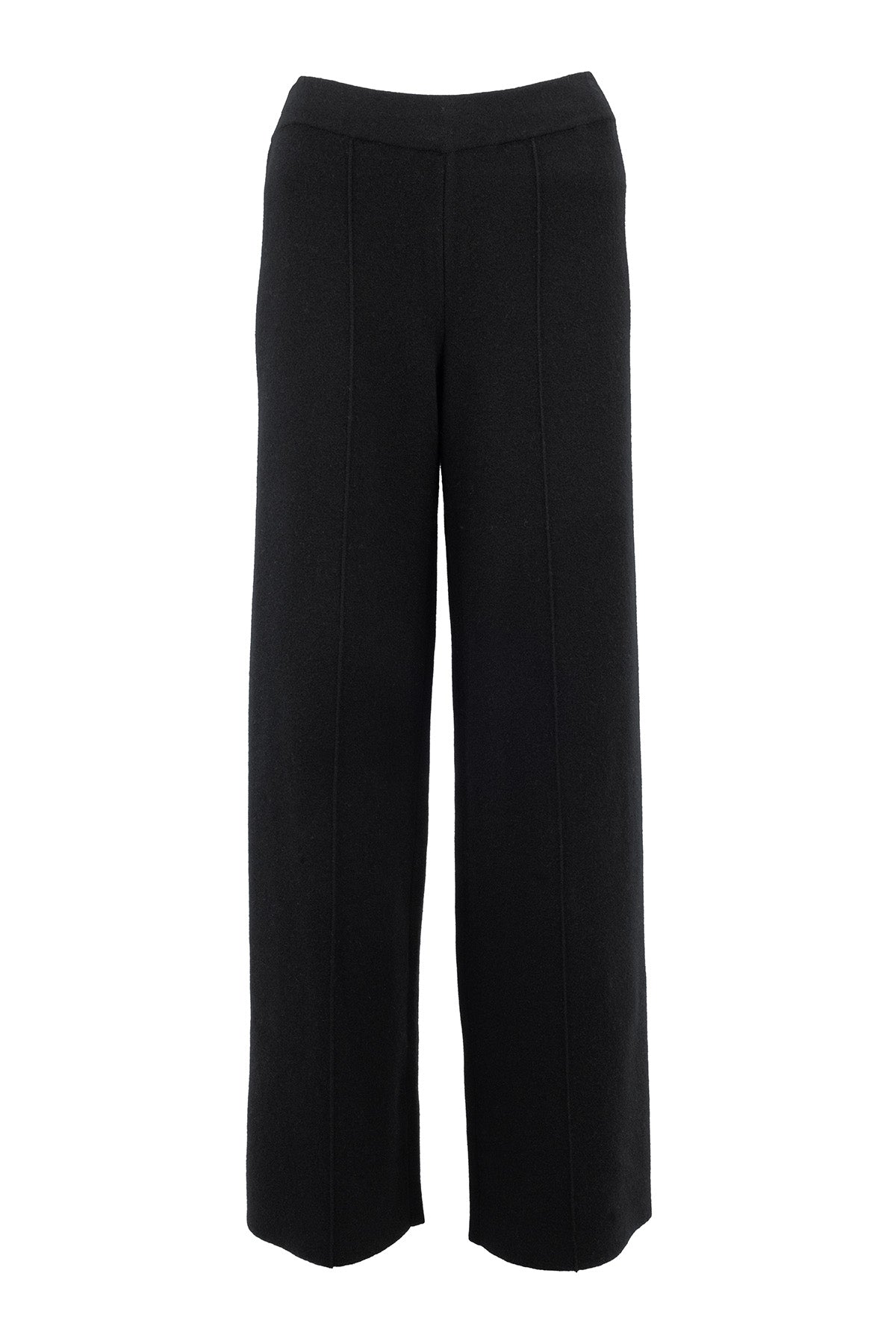 Women's Black Ribbed Wide Leg Pants