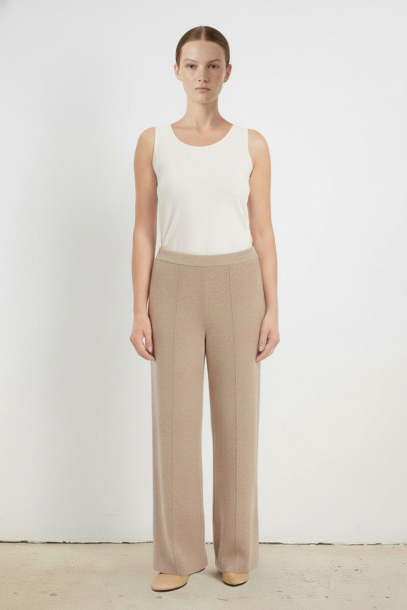 Camel Ribbed Wideleg Women's Pants