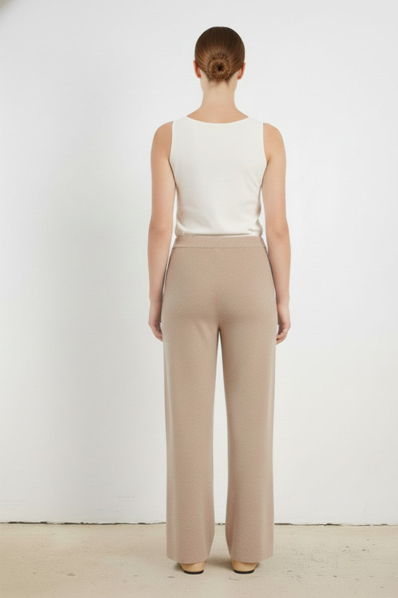 Camel Ribbed Wideleg Women's Pants