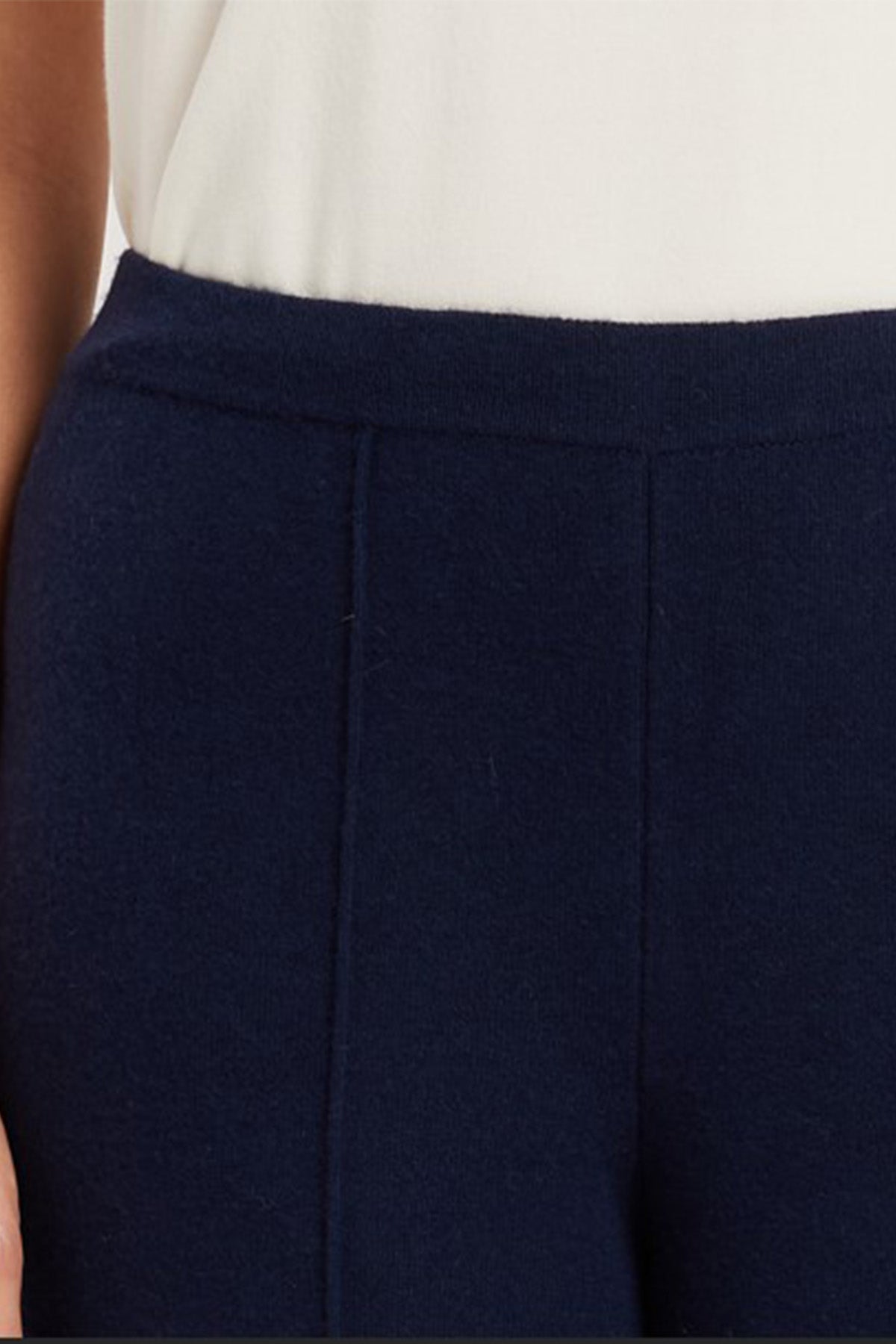 Navy Ribbed Wide Leg Women's Pants