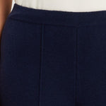 Navy Ribbed Wide Leg Women's Pants