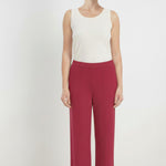 Women's Wide-Leg Ribbed Trousers in Burgundy