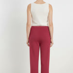 Women's Wide-Leg Ribbed Trousers in Burgundy