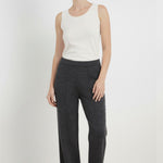 Dark Gray Ribbed Wide-Leg Women's Pants