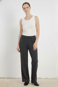 Dark Gray Ribbed Wide-Leg Women's Pants
