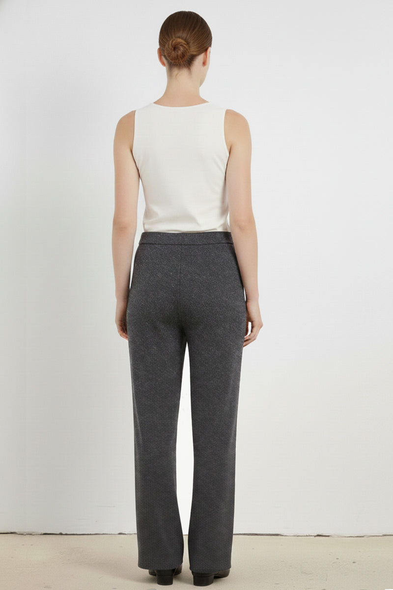Dark Gray Ribbed Wide-Leg Women's Pants