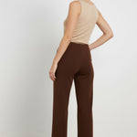 Brown Ribbed Wide Leg Women's Pants