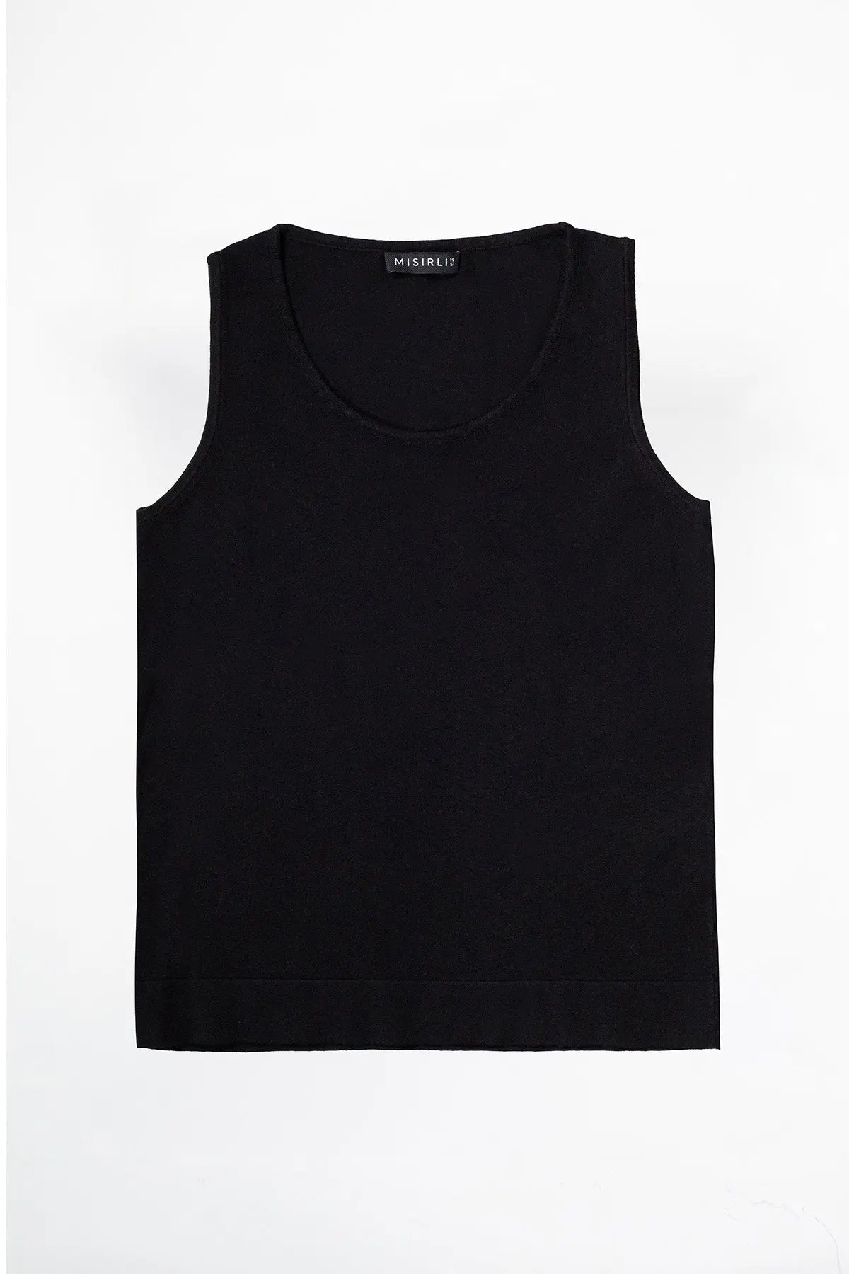Black Sleeveless U-Neck Women's Tank Top Triko Mısırlı