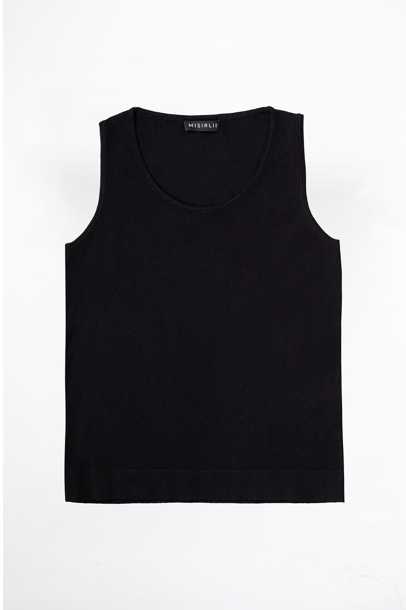 Black Sleeveless U-Neck Women's Tank Top