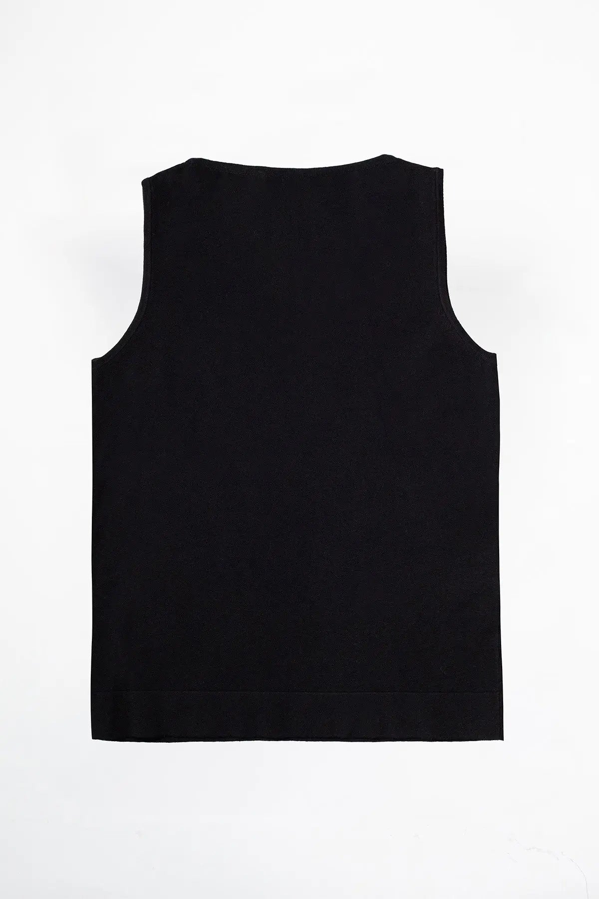 Black Sleeveless U-Neck Women's Tank Top Triko Mısırlı