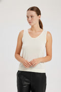 Ecru Sleeveless U-Neck Women's Athletic Shirt