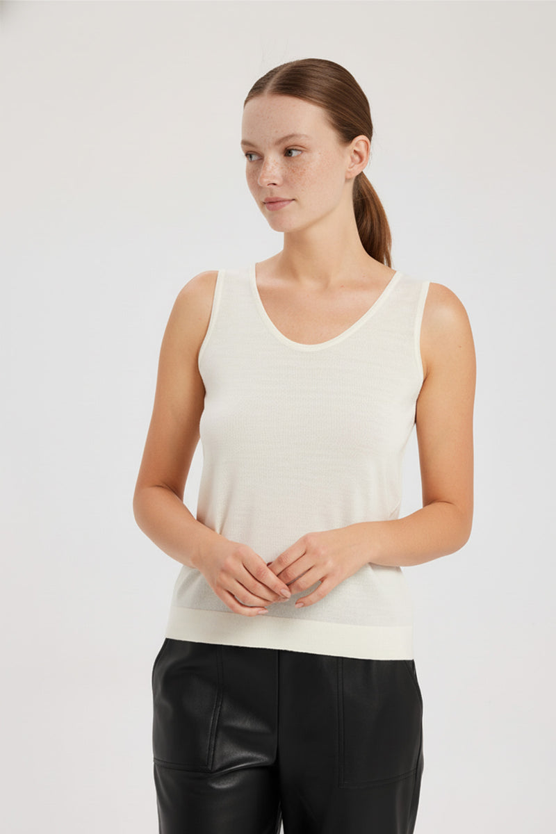 Ecru Sleeveless U-Neck Women's Athletic Shirt