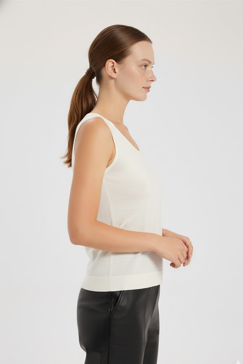 Ecru Sleeveless U-Neck Women's Athletic Shirt