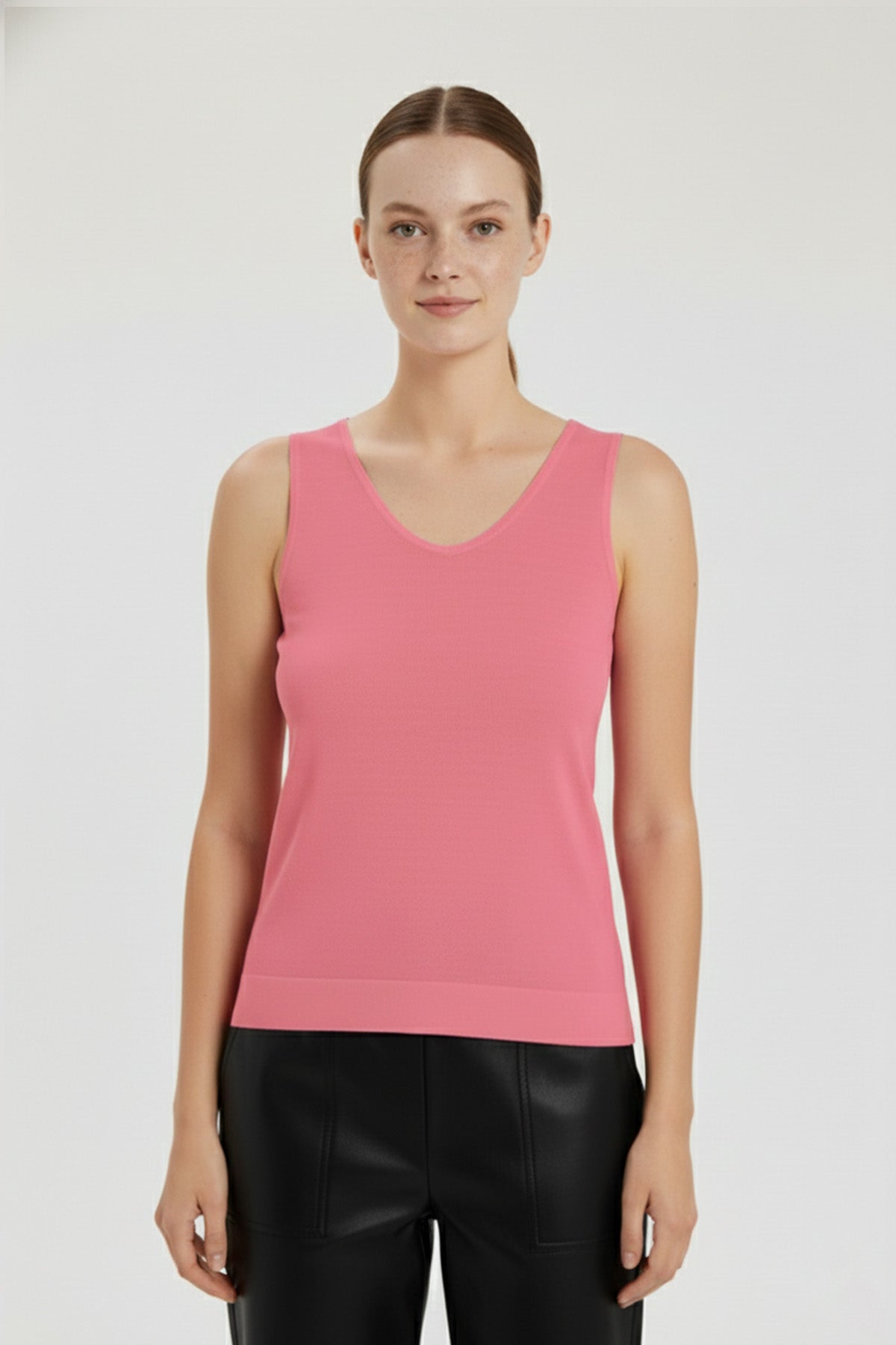 Pink Sleeveless U-Neck Women's Athletic Shirt