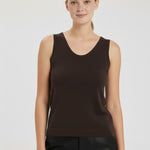 Brown Sleeveless U-Neck Women's Athletic Shirt