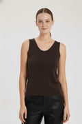 Brown Sleeveless U-Neck Women's Athletic Shirt