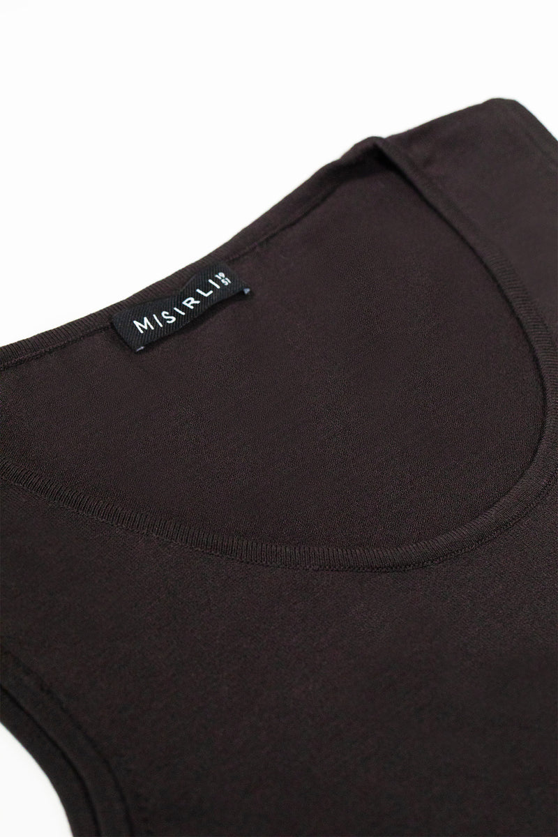 Brown Sleeveless U-Neck Women's Athletic Shirt