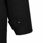 Black Double-Breasted Belted Long Women's Coat