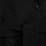 Black Double-Breasted Belted Long Women's Coat