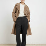 Stone Cross Over Belted Long Women's Coat