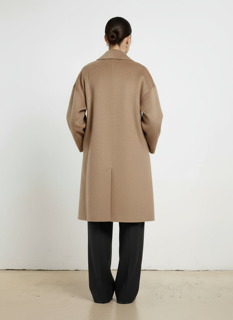 Stone Cross Over Belted Long Women's Coat