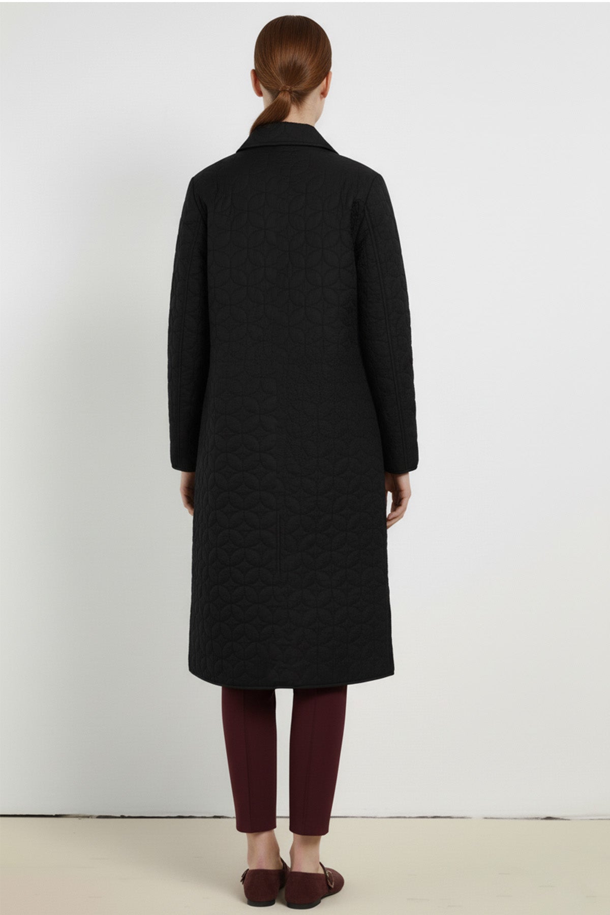 Black Quilted Pocket Detailed Women's Coat