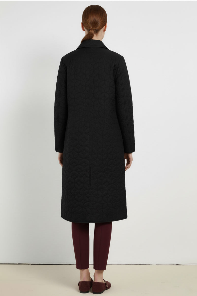 Black Quilted Pocket Detailed Women's Coat