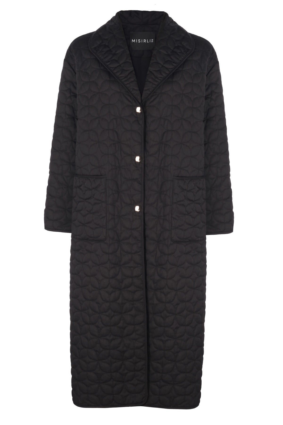Black Quilted Pocket Detailed Women's Coat