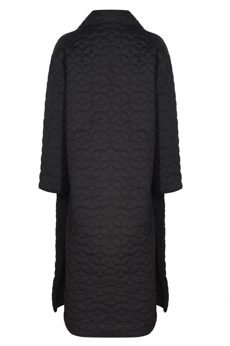 Black Quilted Pocket Detailed Women's Coat