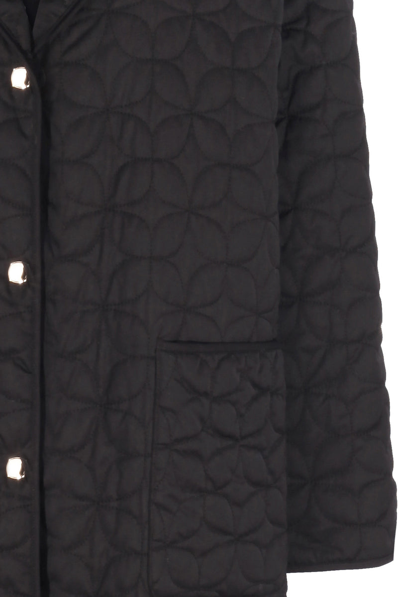 Black Quilted Pocket Detailed Women's Coat
