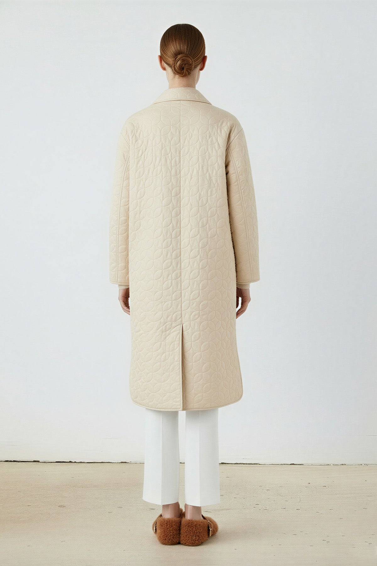 Ecru Quilted Pocket Detail Women's Coat