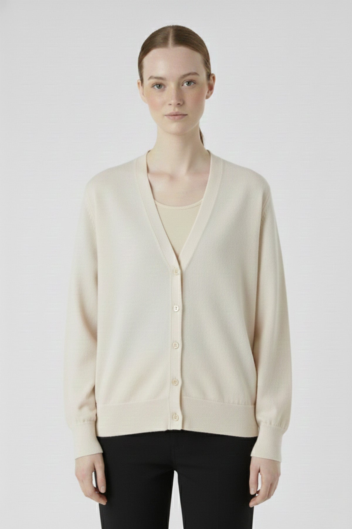 Women's Cardigan with Ecru Button Details