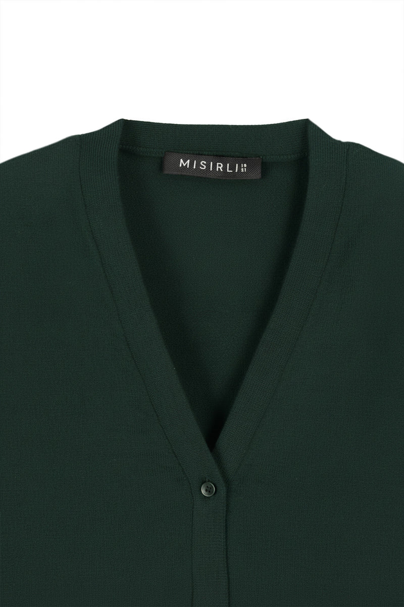 Green Button Detail Women's Cardigan