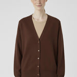 Brown Button Detail Women's Cardigan