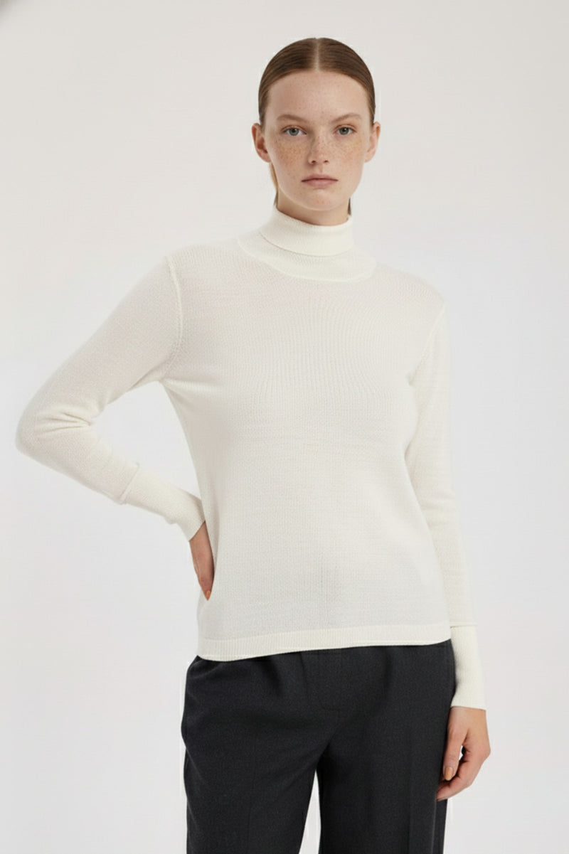 Ecru Fisherman's Neck Women's Sweater