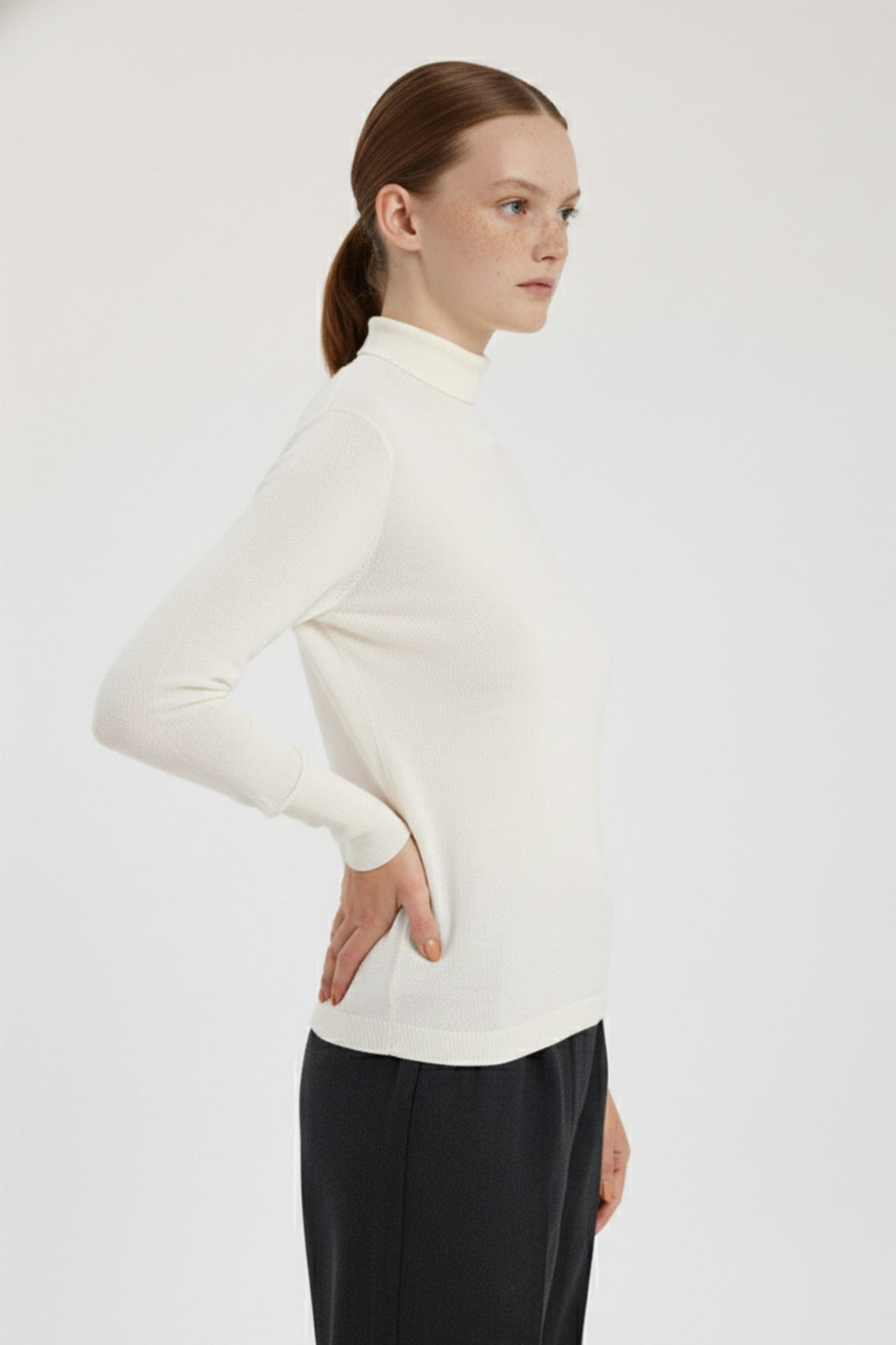 Ecru Fisherman's Neck Women's Sweater