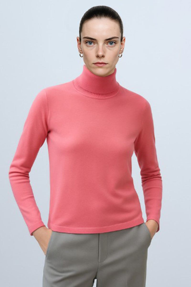 Pink Fisherman's Neck Women's Sweater
