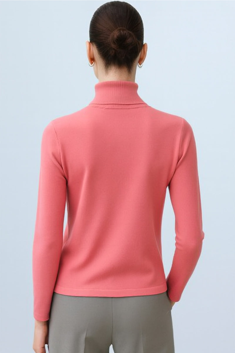 Pink Fisherman's Neck Women's Sweater