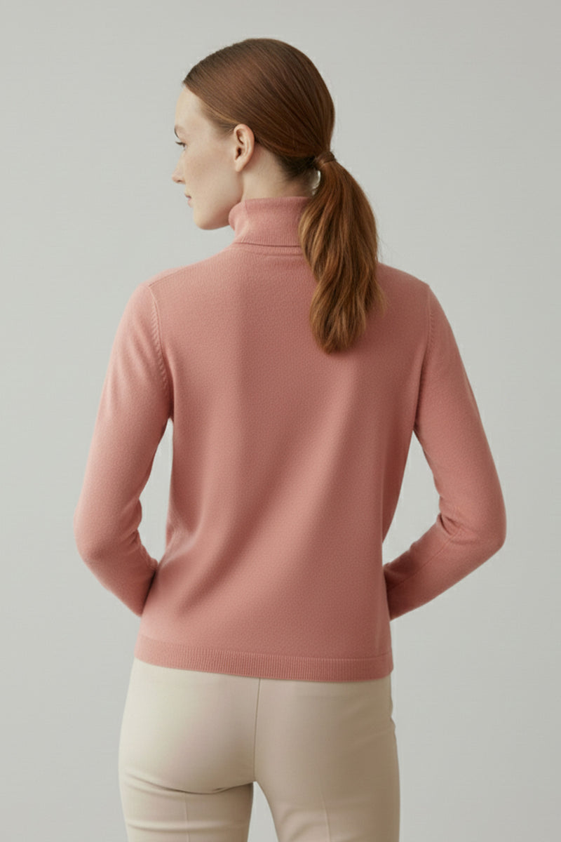 Pink Fisherman's Neck Women's Sweater