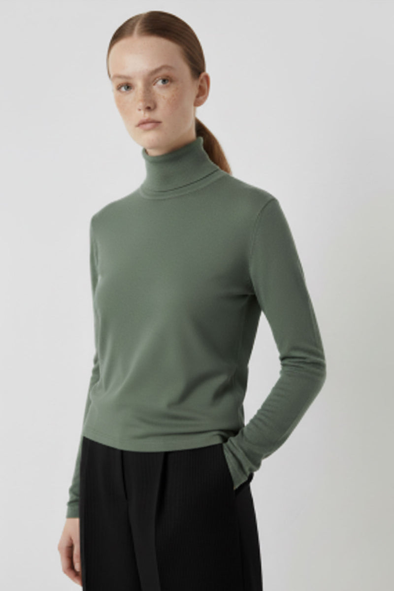 Green Fisherman's Collar Women's Sweater