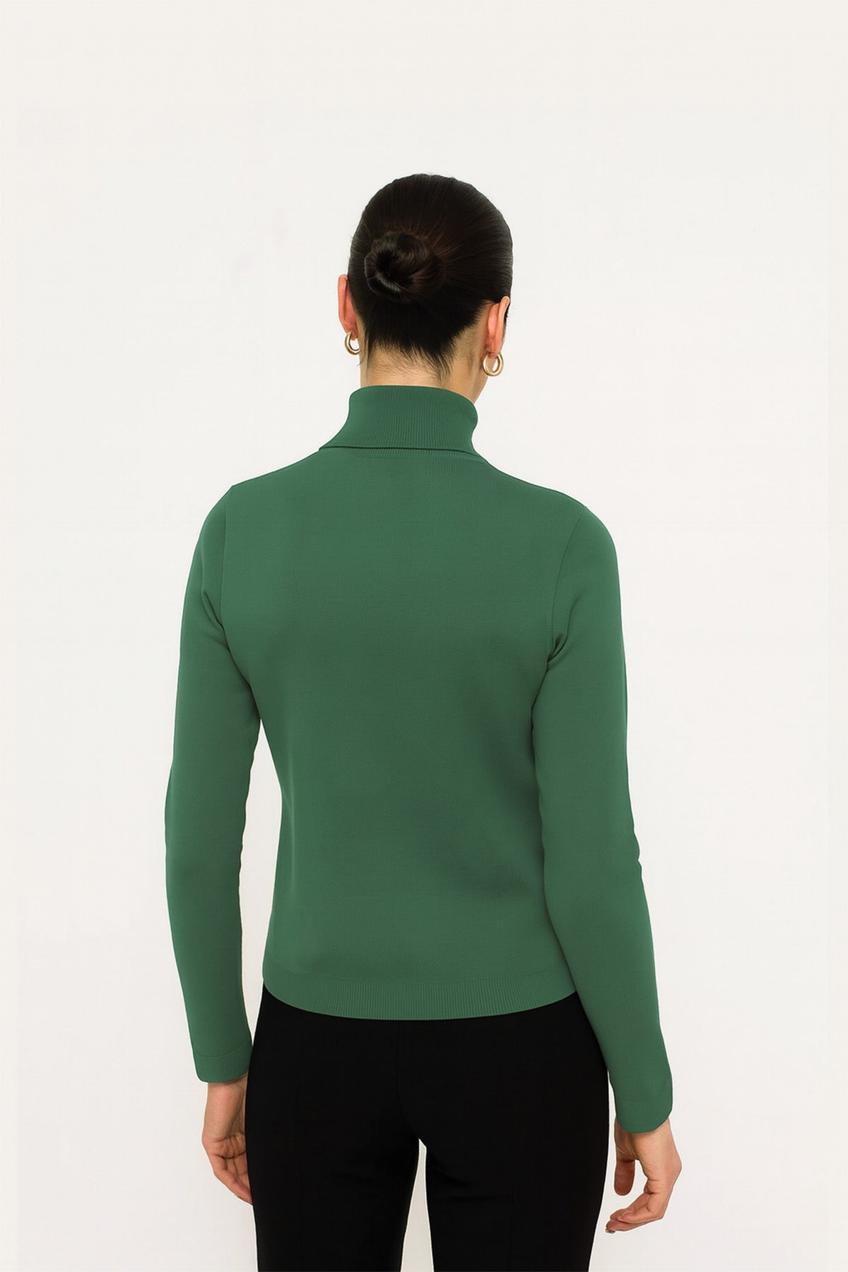 Green Fisherman's Collar Women's Sweater