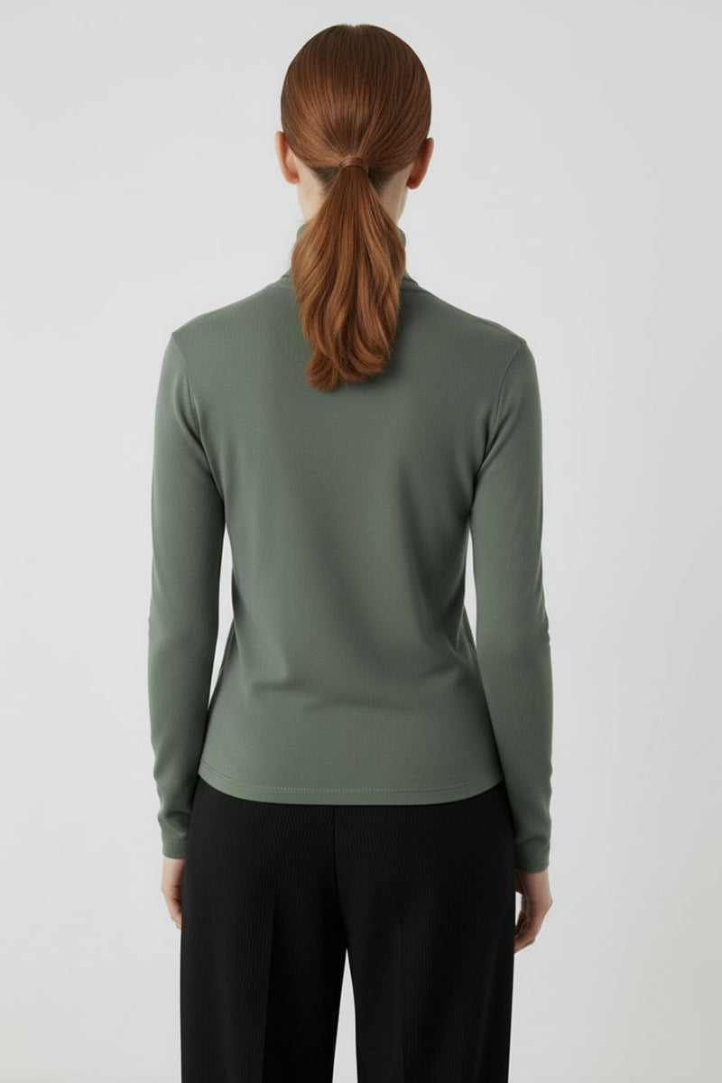 Green Fisherman's Collar Women's Sweater