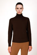Brown Fisherman's Neck Women's Sweater