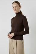 Brown Fisherman's Neck Women's Sweater
