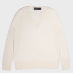 Ecru Long-Sleeved V-Neck Women's Sweater