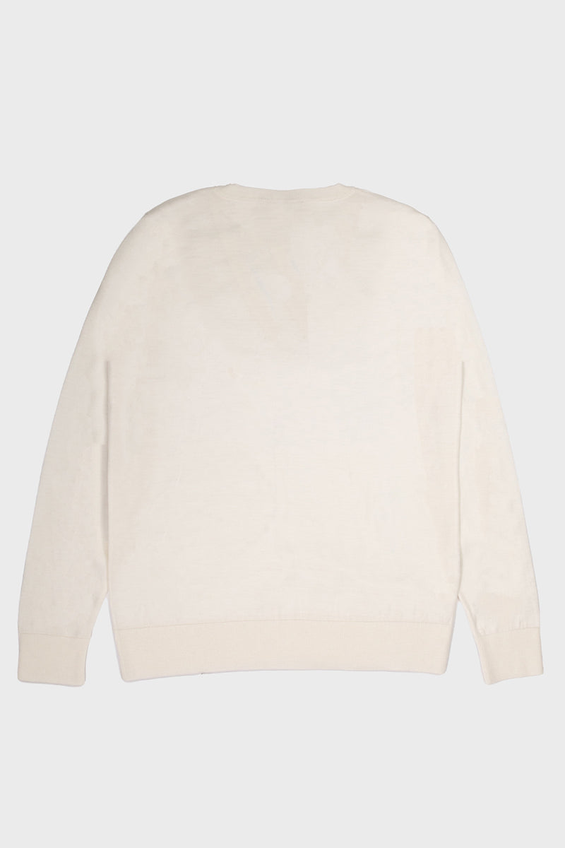 Ecru Long-Sleeved V-Neck Women's Sweater