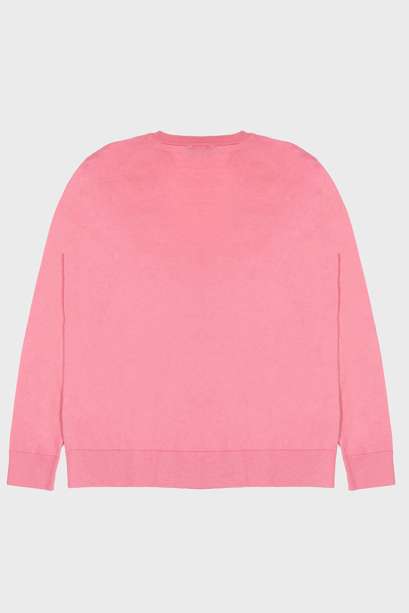 Pink Long-Sleeved V-Neck Women's Sweater