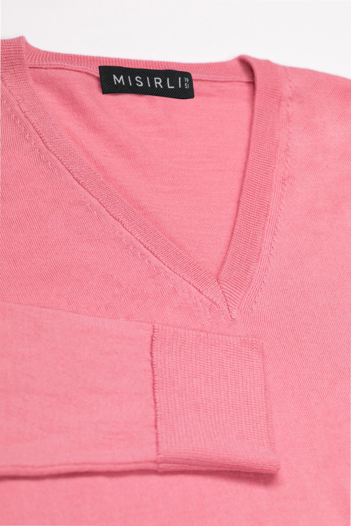 Pink Long-Sleeved V-Neck Women's Sweater
