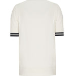 Ecru Black Polo Neck Short Sleeve Women's Sweater