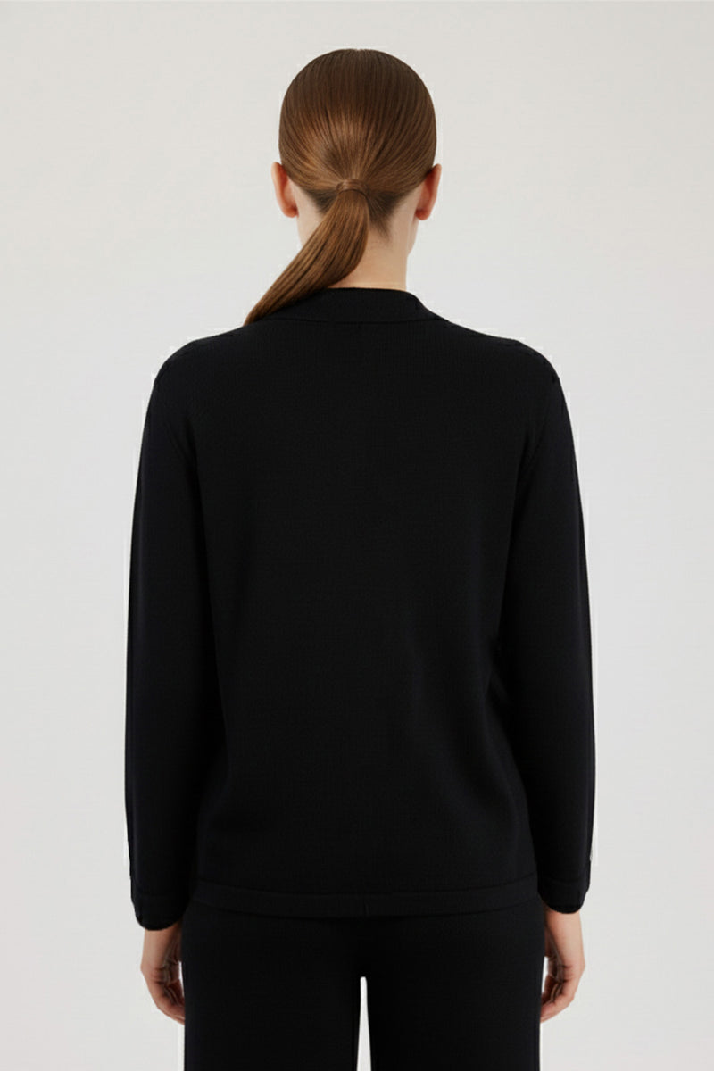 Black Pocket Detailed Knit Women's Shirt